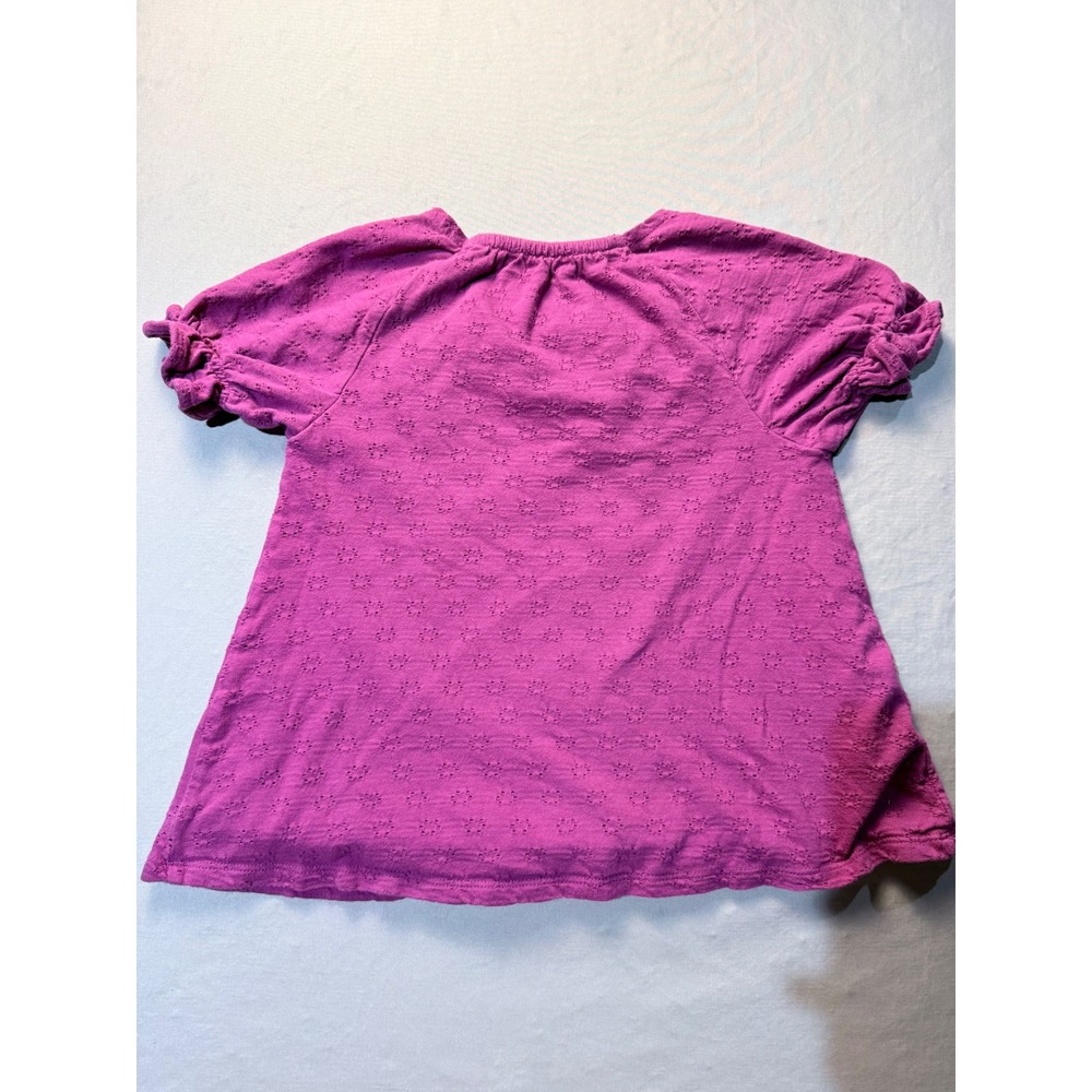 Lands' End Little Girls Short Sleeve Eyelet Knit Top Sunset Purple - Picture 5 of 5